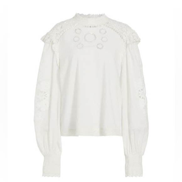 FARM RIO Romantic Embroidered Lace Blouse (109) - Picture 6 of 13